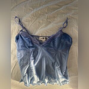 I.AM.GIA Light Blue Lace Trim Top